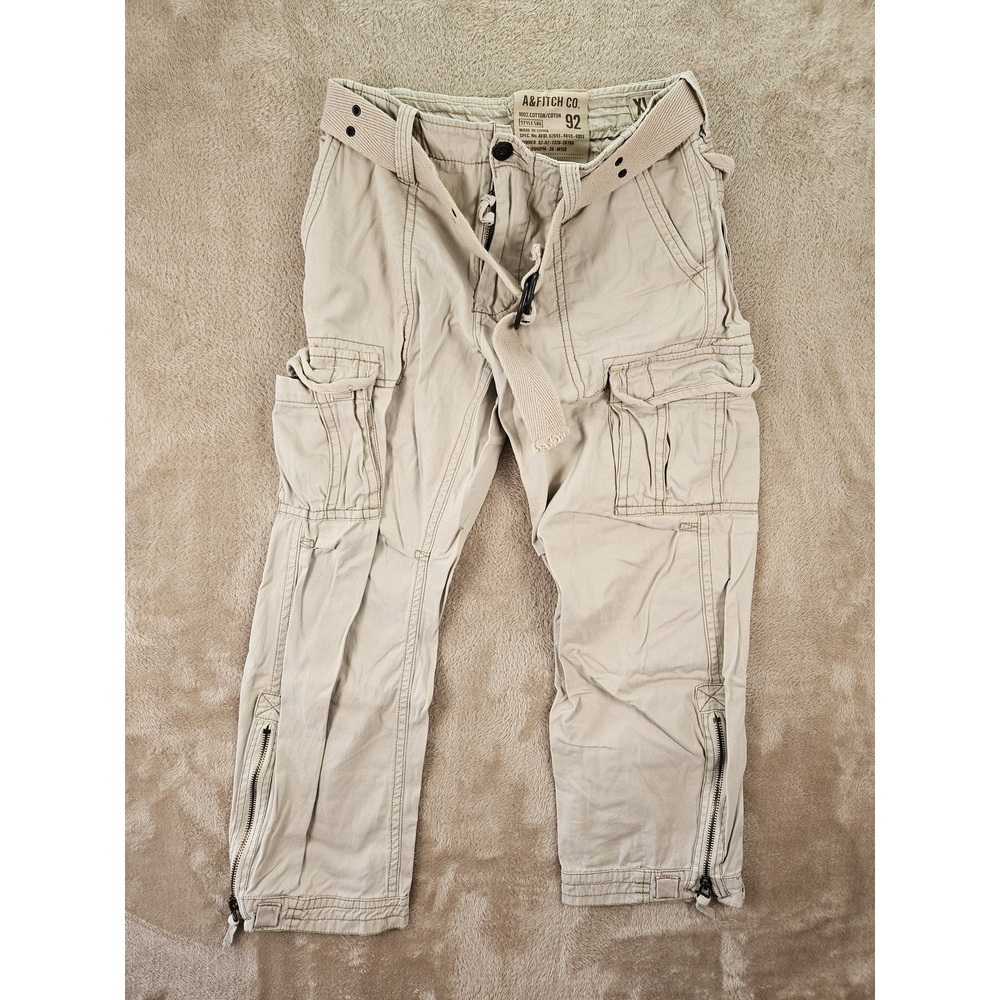 Abercrombie & Fitch Cargo Pants Khaki Tan Wash Multi-pocket Utility Outdoor - Picture 1 of 10